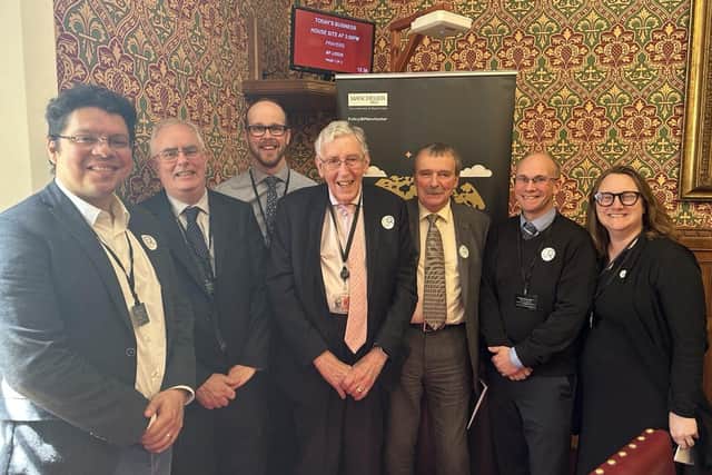 From left to right: Dr Eduardo Martinez-Cesena, Professor Paul Jarman, Dr Robin Preece, Lord Howell
