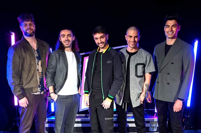 Tom Parker performs alongside bandmates Jay McGuiness, Nathan Sykes, , Max George and Siva Kaneswaran during HITS Radio's HITS Live 2021 at Resorts World Arena in 2021. Photo: Anthony Devlin/Getty Images for BAUER.