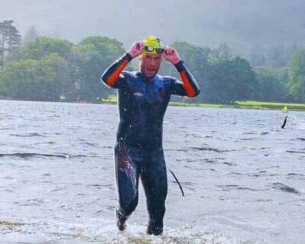 Gary's has completed a 1000 meter swim in preparation for the big day.