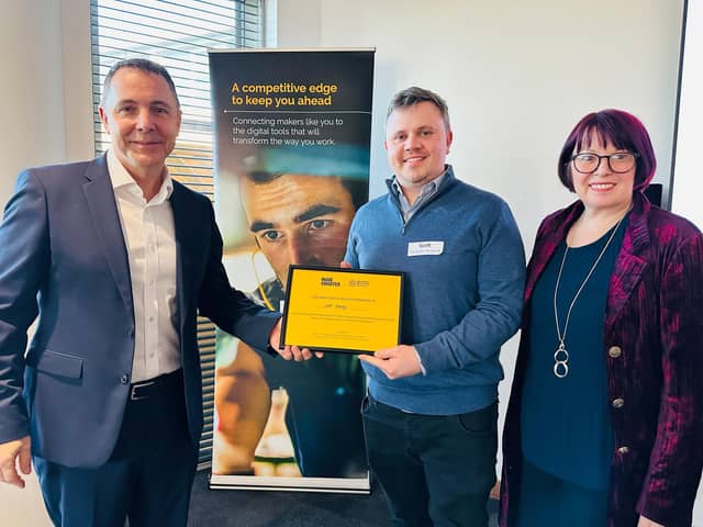 LtoR - Brian Holliday (co-chair of the Made Smarter Commission, Scott Harasyn (Bubble Panda), and Lily Newman (the Made Smarter Leading Digital Transformation programme)