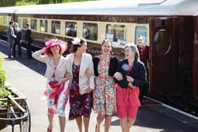 Putting on the style ... happy passengers about to board the Northern Belle