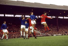 George Best in action against Everton at Old Trafford back in 1968. 
