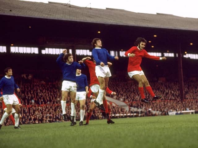 George Best in action against Everton at Old Trafford back in 1968. 