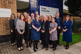Kate Brintworth Chief Midwifery Officer for England (centre) with top officials from NHS England, Department of Health and Social Care, NHS Greater Manchester, Bolton locality and Accenture.