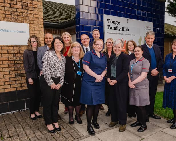 Kate Brintworth Chief Midwifery Officer for England (centre) with top officials from NHS England, Department of Health and Social Care, NHS Greater Manchester, Bolton locality and Accenture.