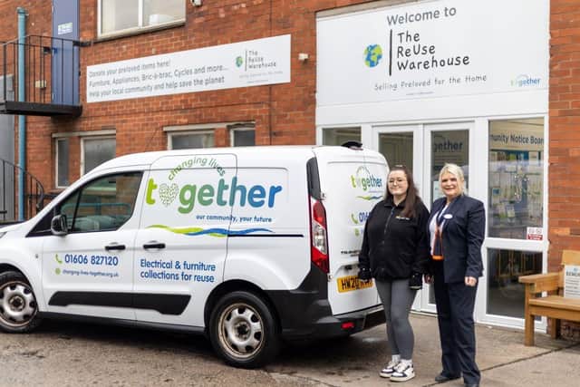 Lorna Hatton (left) from Changing Lives Together and Bellway sales advisor Tanya Vickerstaffe (right)